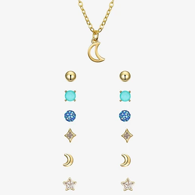 Sparkle Allure A Week Of Sparkle Womens Cubic Zirconia 14K Gold Over Brass Moon Star 7-pc. Jewelry Set