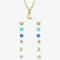 Sparkle Allure A Week Of Sparkle Womens Cubic Zirconia 14K Gold Over Brass Moon Star 7-pc. Jewelry Set