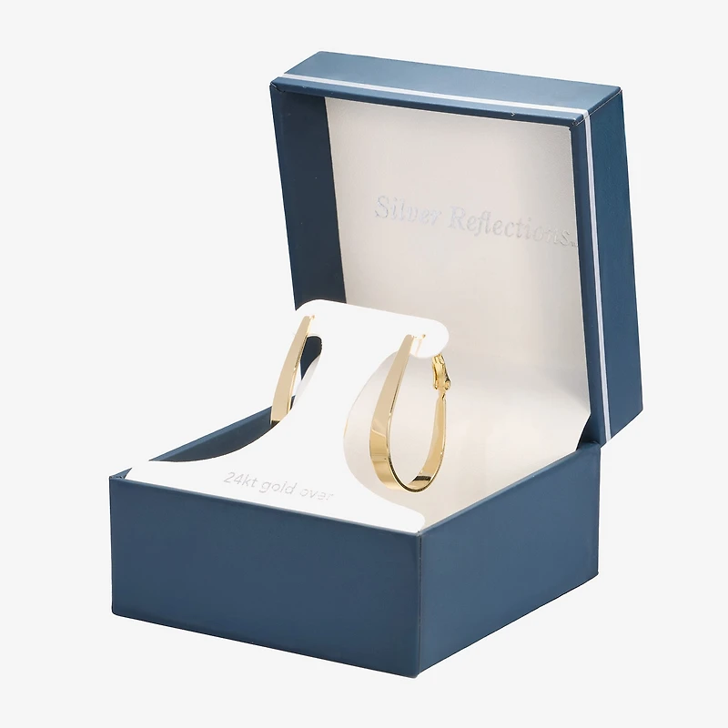 Silver Reflections Womens 24K Gold Over Brass 32mm Oval Hoop Earrings