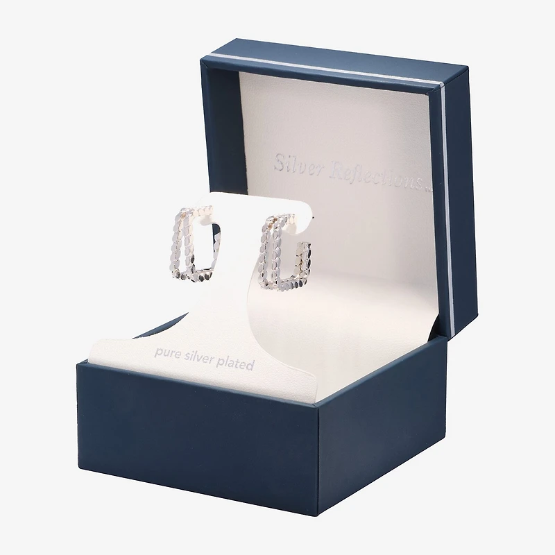 Silver Reflections Double Womens 20.1mm Square Hoop Earrings