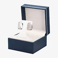 Silver Reflections Double Womens 20.1mm Square Hoop Earrings