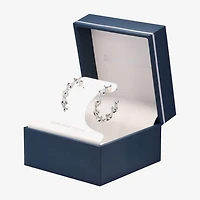 Silver Reflections Twisted Womens 29.4mm Hoop Earrings