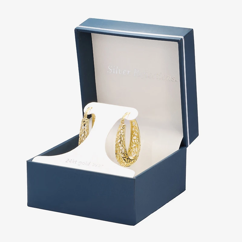 Silver Reflections 24K Gold Over Brass Hoop Earrings