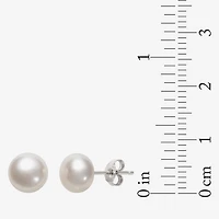Womens Genuine White Cultured Freshwater Pearl Sterling Silver Earring Set