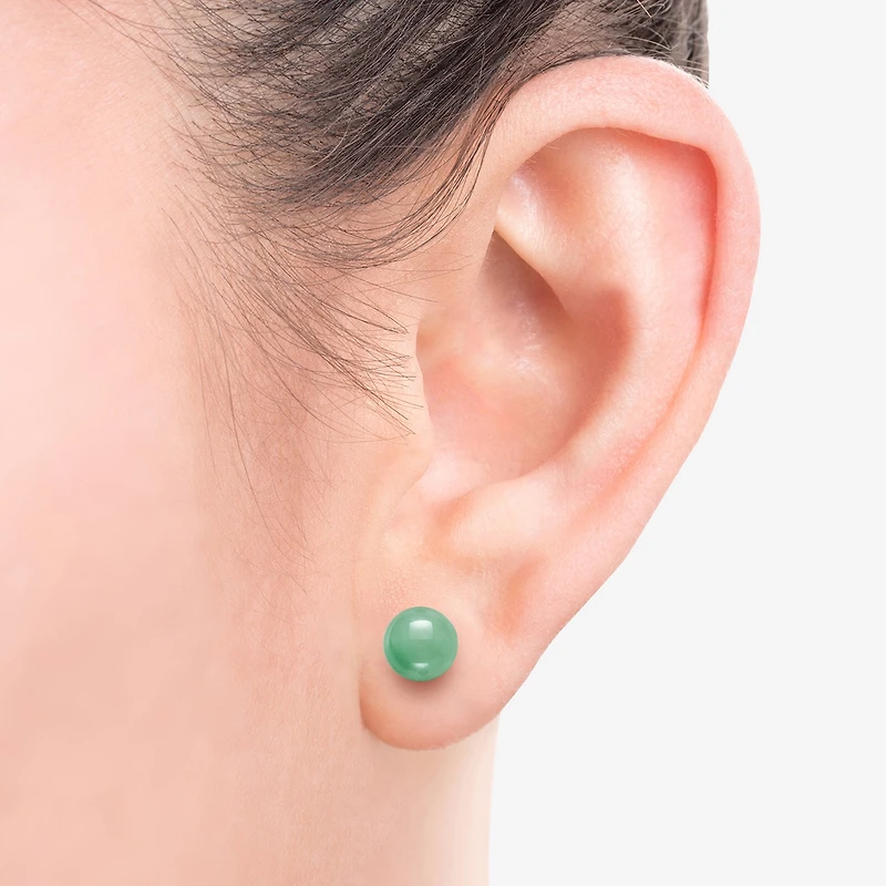 Genuine Pink Quartz, Green Jade & Black Onyx Sterling Silver Earring Set