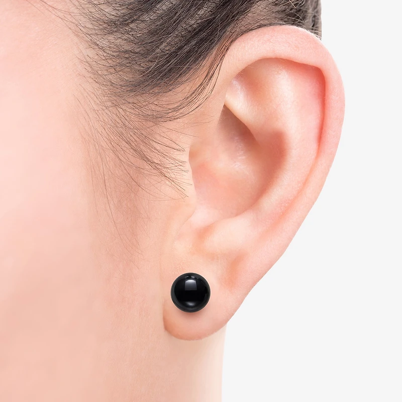 Genuine Pink Quartz, Green Jade & Black Onyx Sterling Silver Earring Set