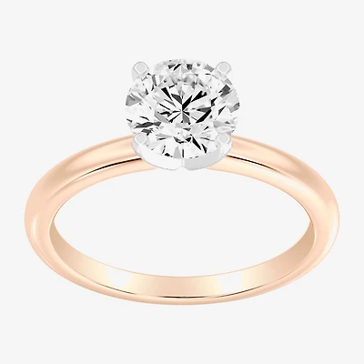 1 1/2 CT..Round Lab-Grown (G / Si2) Diamond Solitaire Engagement Ring 14K Gold