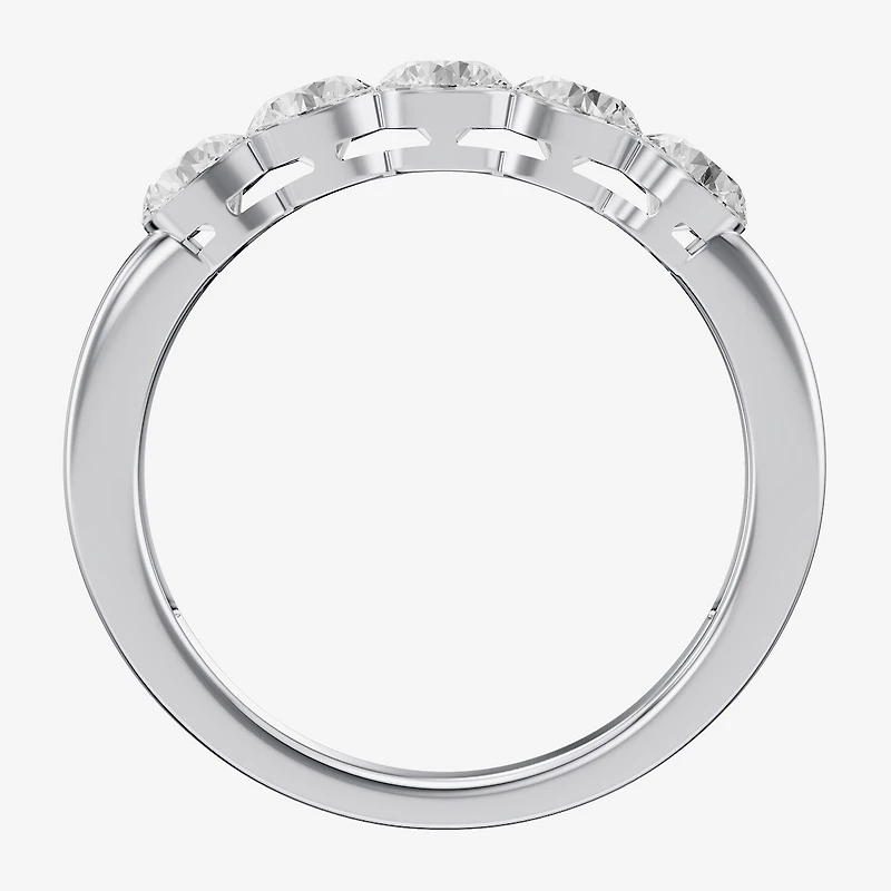 Floating Diamonds (F / Vs2) Womens 3.5MM 1 CT. T.W. Lab Grown White Diamond 14K Gold 5-Stone Anniversary Band