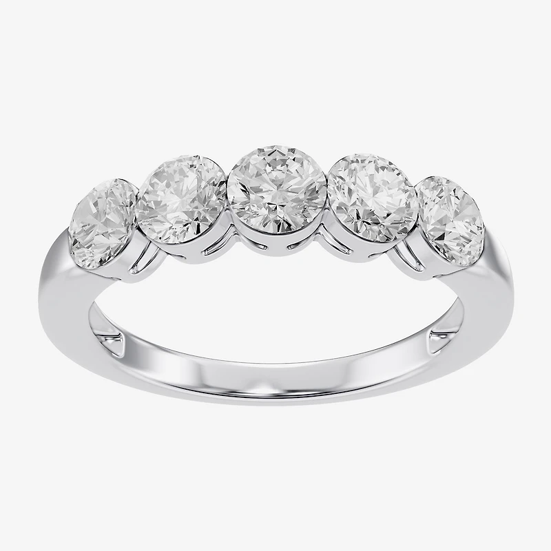 Floating Diamonds (F / Vs2) Womens 3.5MM 1 CT. T.W. Lab Grown White Diamond 14K Gold 5-Stone Anniversary Band