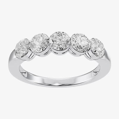 Floating Diamonds (F / Vs2) Womens 3.5MM 1 CT. T.W. Lab Grown White Diamond 14K Gold 5-Stone Anniversary Band