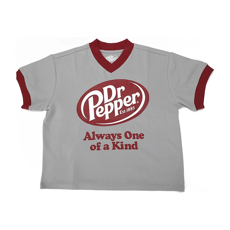 Dr Pepper Always One Of A Kind Womens Juniors V Neck Short Sleeve Regular Fit Graphic T-Shirt