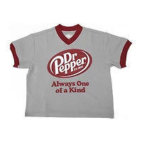 Dr Pepper Always One Of A Kind Womens Juniors V Neck Short Sleeve Regular Fit Graphic T-Shirt