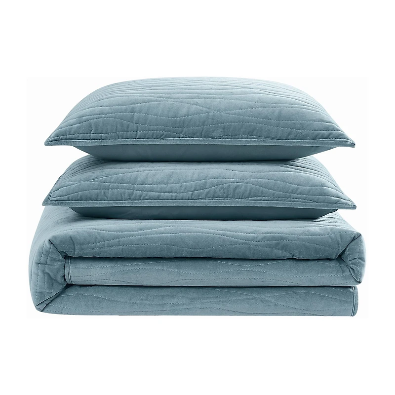 Royal Velvet Wavy Matte Cotton Quilt Set