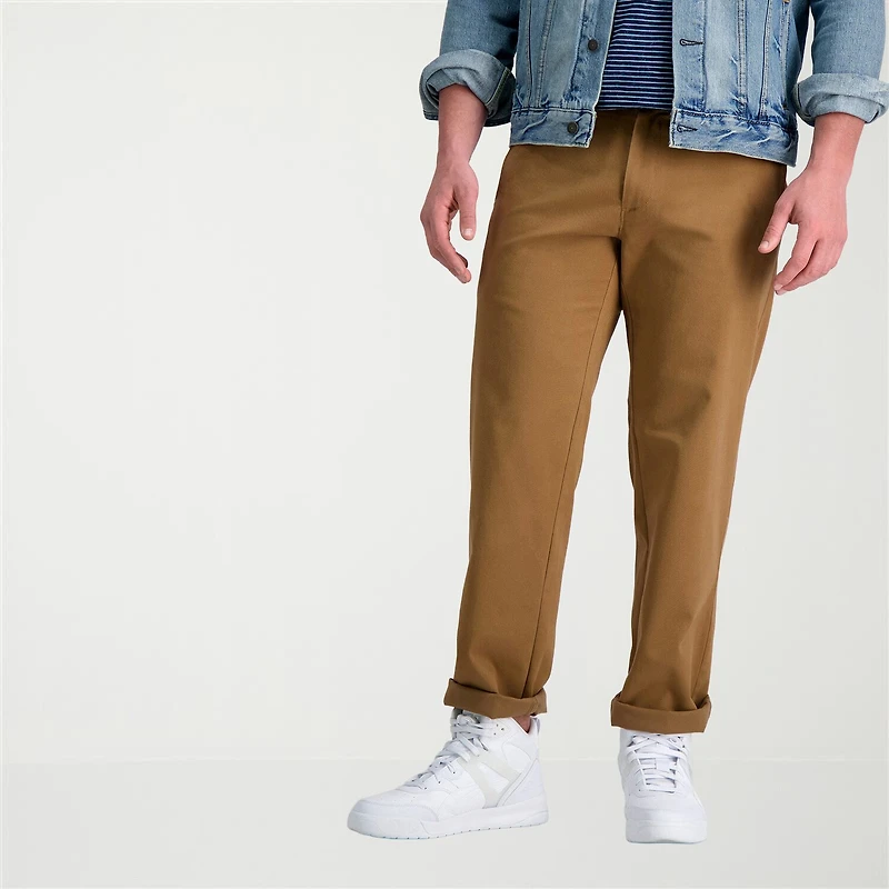 Haggar Life Khaki Comfort Chino Mens Waistband Straight Fit Flat Front Pant