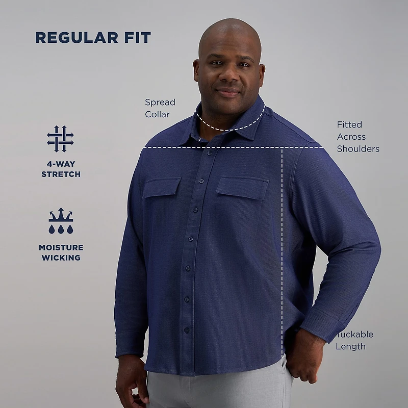 Haggar Mens Long Sleeve Regular Fit Big and Tall Button-Down Shirt