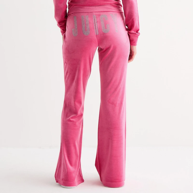 Juicy By Couture Womens Juniors Flare Mid Rise Track Pant
