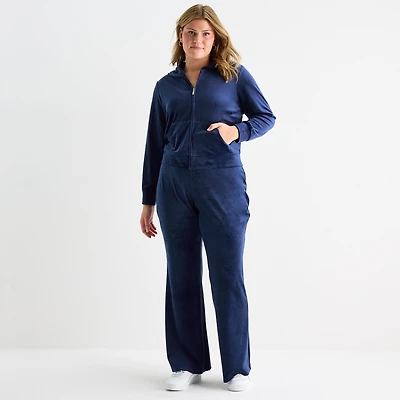 Juicy By Couture Womens Juniors Plus Flare Mid Rise Track Pant