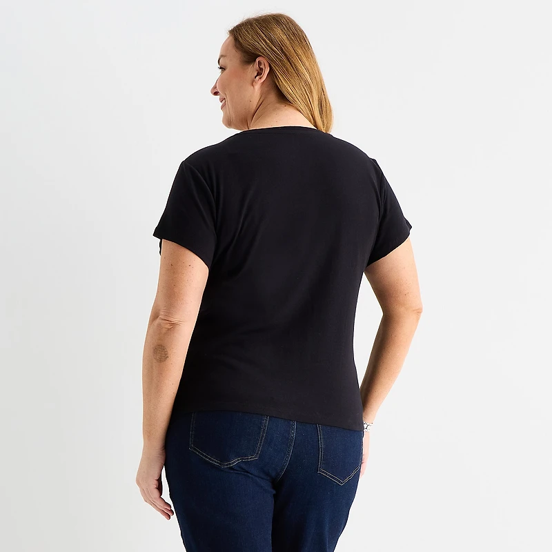 Liz Claiborne Womens Plus Crew Neck Short Sleeve T-Shirt