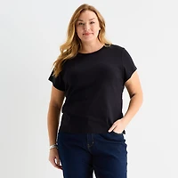 Liz Claiborne Womens Plus Crew Neck Short Sleeve T-Shirt