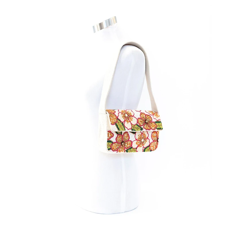 SOL and MER Beaded Floral Baguette Shoulder Bag