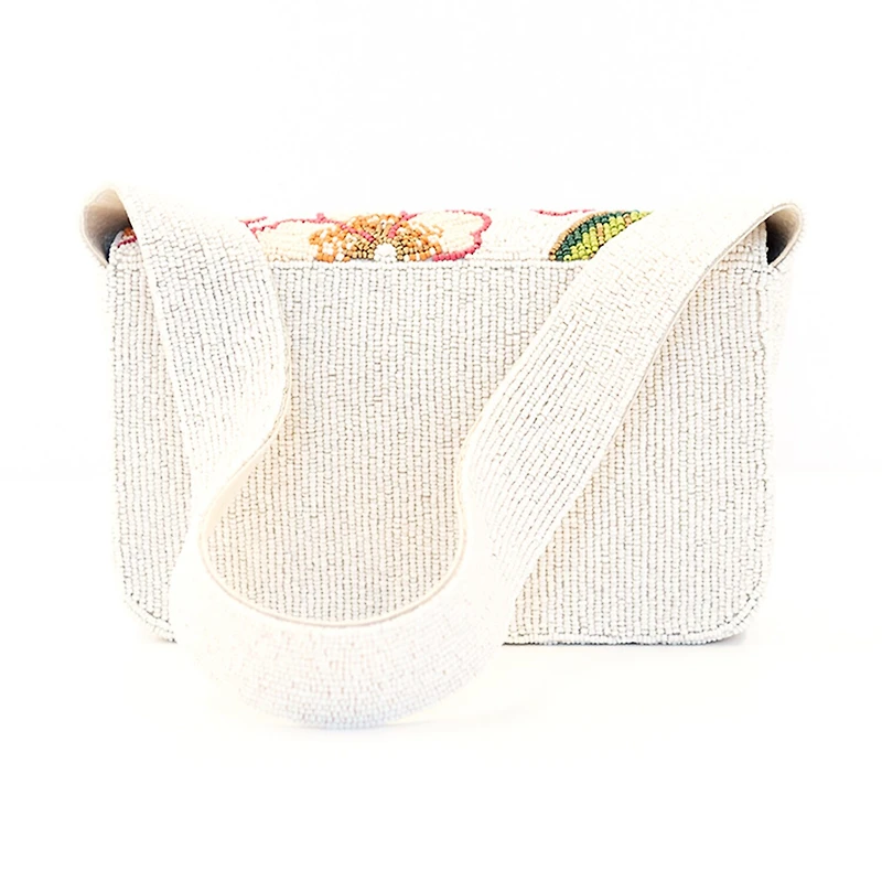 SOL and MER Beaded Floral Baguette Shoulder Bag