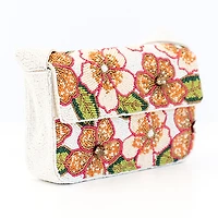 SOL and MER Beaded Floral Baguette Shoulder Bag