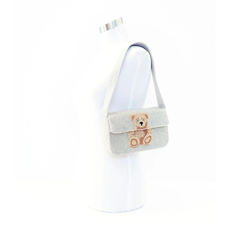 SOL and MER Beaded Bear Baguette Shoulder Bag