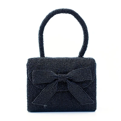 SOL and MER Bow Beaded Evening Bag