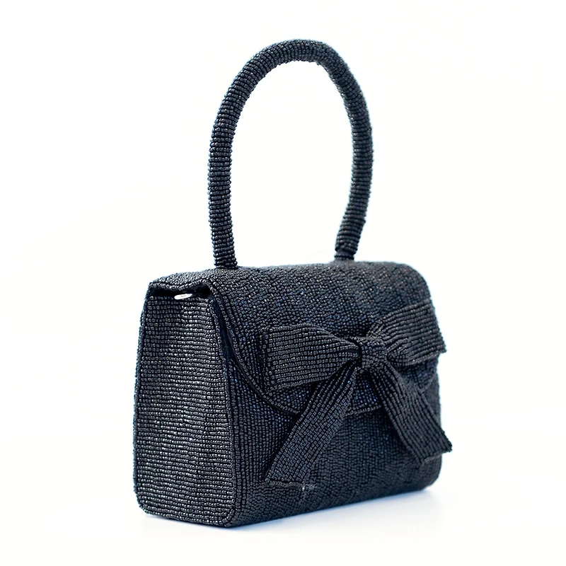 SOL and MER Bow Beaded Evening Bag
