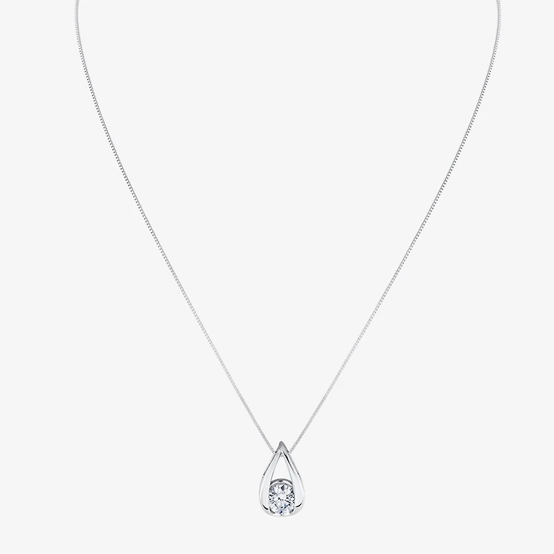 (I-J/Vs1-Vs2) Womens 1 CT. T.W. Lab Grown White Diamond 14K Gold Pear 18 Inch Pendant Necklace