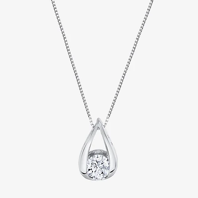 I-J/Vs1-Vs2) Womens 1 CT. T.W. Lab Grown White Diamond 14K Gold Pear 18 Inch Pendant Necklace