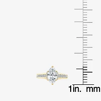 (F / Vs2) Womens 1 1/2 CT. T.W. Lab Grown White Diamond 10K Gold Marquise Side Stone Engagement Ring