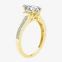 (F / Vs2) Womens 1 1/2 CT. T.W. Lab Grown White Diamond 10K Gold Marquise Side Stone Engagement Ring
