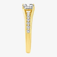 (F, Vs2) Womens 1 3/8 CT. T.W. Lab Grown White Diamond 10K Gold Side Stone Engagement Ring