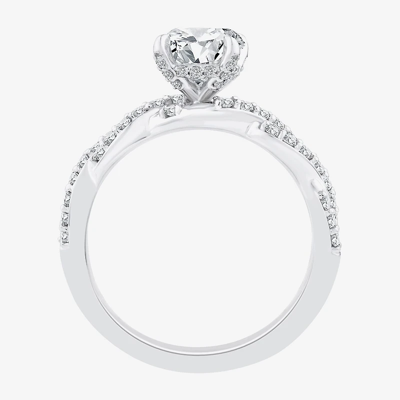 Signature By Modern Bride (F / Vs2) Womens 2 CT. T.W. Lab Grown White Diamond 10K Gold Side Stone Engagement Ring