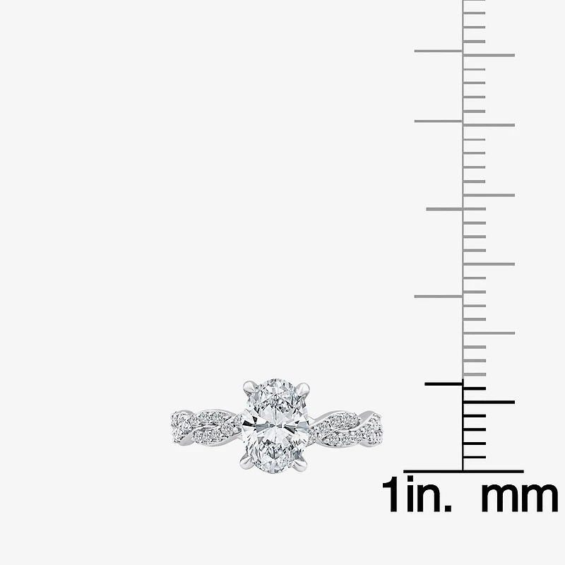 Signature By Modern Bride (F / Vs2) Womens 2 CT. T.W. Lab Grown White Diamond 10K Gold Side Stone Engagement Ring