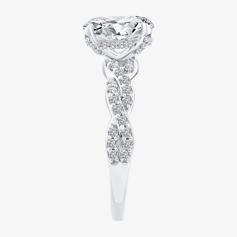 Signature By Modern Bride (F / Vs2) Womens 2 CT. T.W. Lab Grown White Diamond 10K Gold Side Stone Engagement Ring