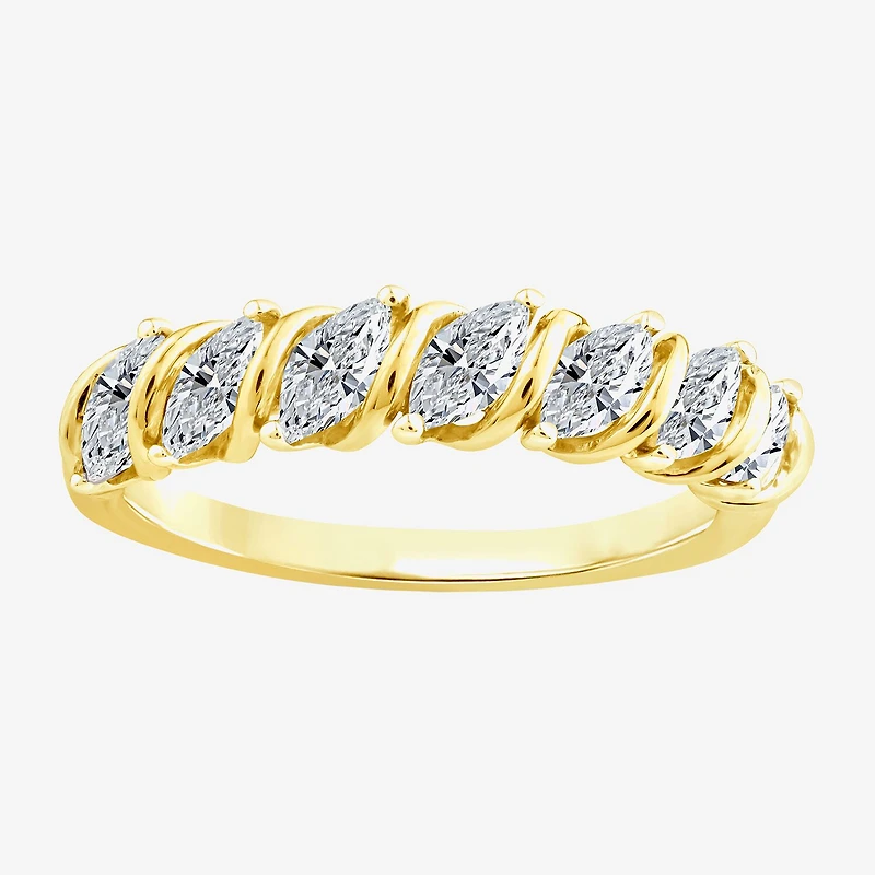 (F / Vs2) Womens 1 CT. T.W. Lab Grown White Diamond 10K Gold Anniversary Wedding Band