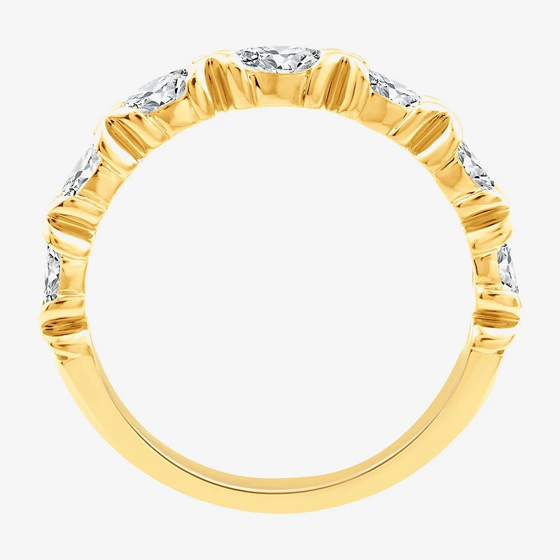 (F / Vs2) Womens 1/2 CT. T.W. Lab Grown White Diamond 10K Gold Anniversary Wedding Band