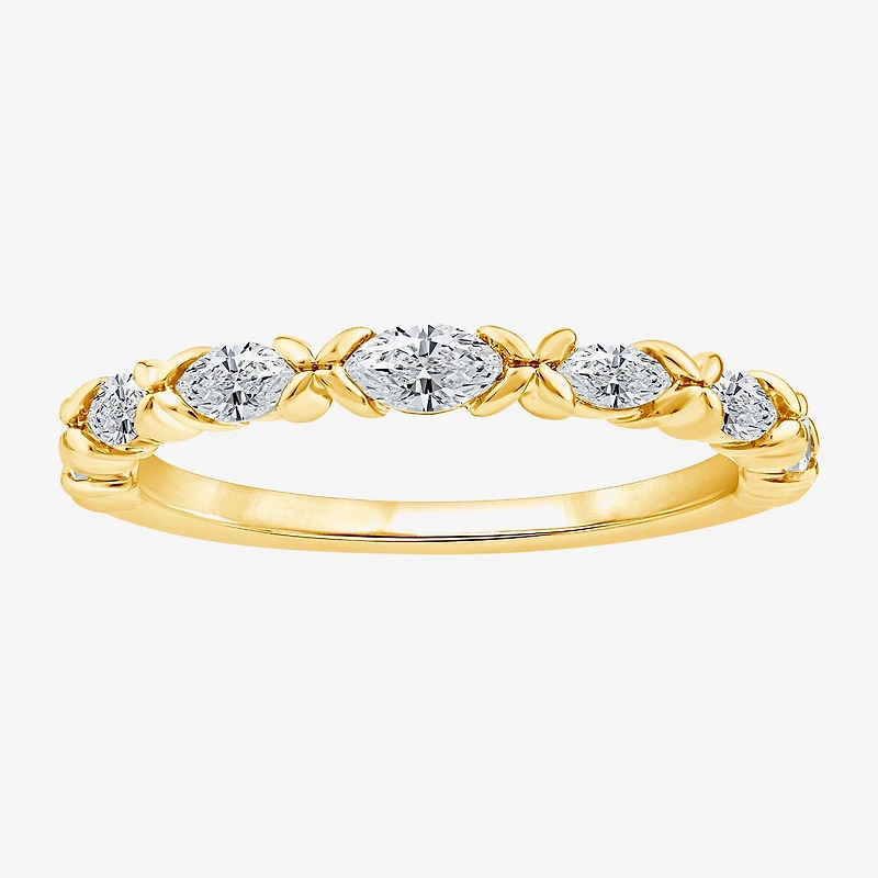 (F / Vs2) Womens 1/2 CT. T.W. Lab Grown White Diamond 10K Gold Anniversary Wedding Band