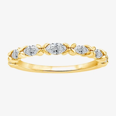 (F / Vs2) Womens 1/2 CT. T.W. Lab Grown White Diamond 10K Gold Anniversary Wedding Band