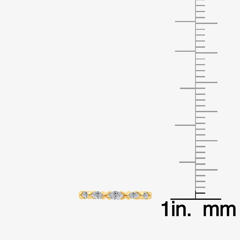 (F / Vs2) Womens 1/2 CT. T.W. Lab Grown White Diamond 10K Gold Anniversary Wedding Band