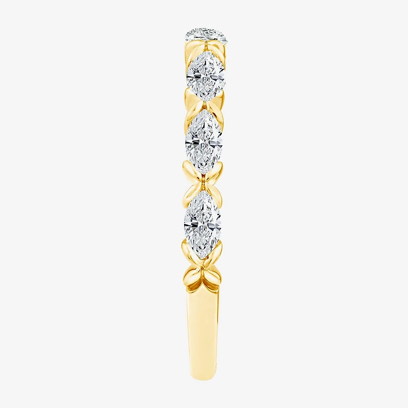 (F / Vs2) Womens 1/2 CT. T.W. Lab Grown White Diamond 10K Gold Anniversary Wedding Band