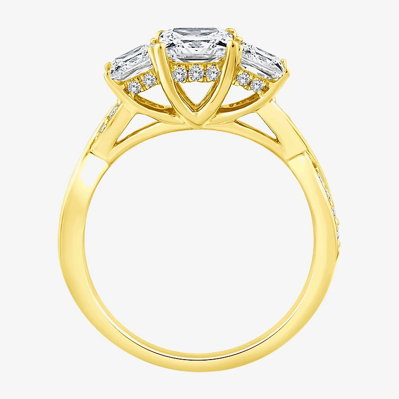 Love Lives Forever (F / Vs2) Womens 2 CT. T.W. Lab Grown White Diamond 10K Gold Side Stone 3-Stone Engagement Ring