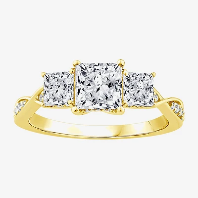 Love Lives Forever (F / Vs2) Womens 2 CT. T.W. Lab Grown White Diamond 10K Gold Side Stone 3-Stone Engagement Ring