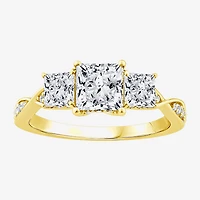 Love Lives Forever (F / Vs2) Womens 2 CT. T.W. Lab Grown White Diamond 10K Gold Side Stone 3-Stone Engagement Ring