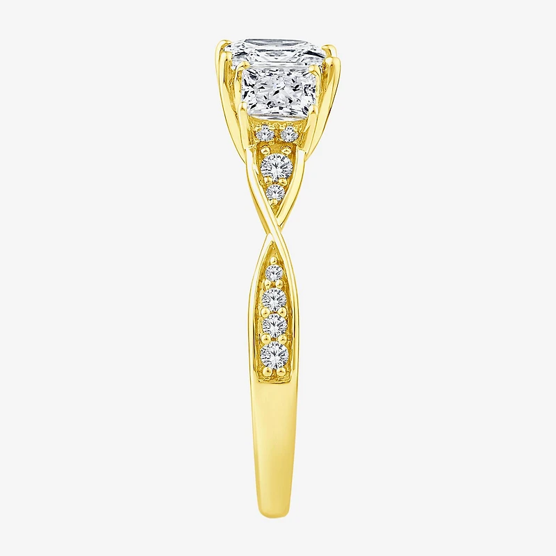 Love Lives Forever (F / Vs2) Womens 2 CT. T.W. Lab Grown White Diamond 10K Gold Side Stone 3-Stone Engagement Ring