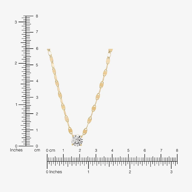 Silver Addiction Womens Lab Created White Cubic Zirconia 14K Gold Over Silver 18 Inch Pendant Necklace