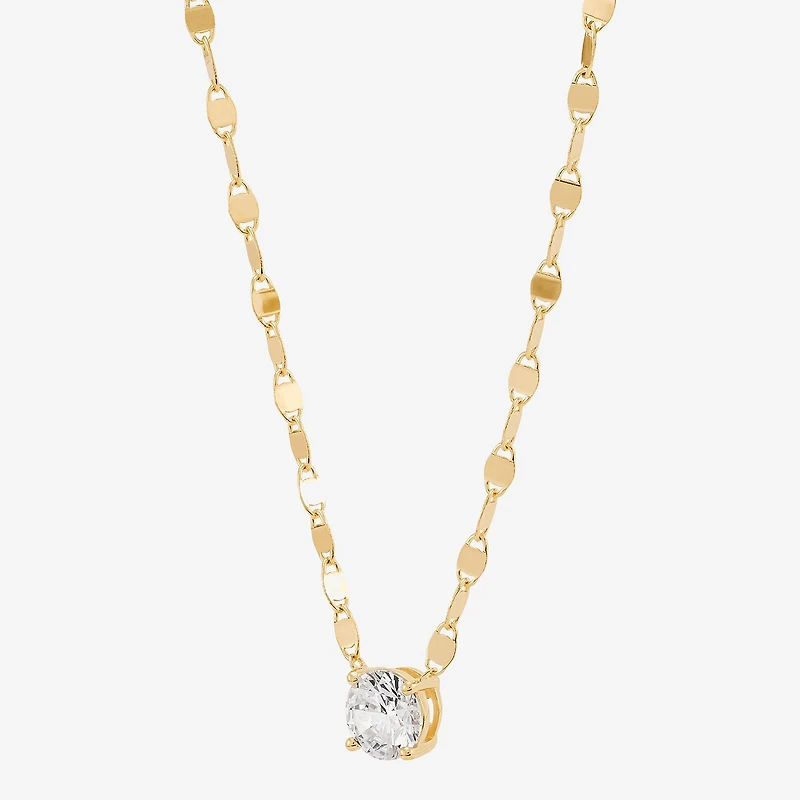 Silver Addiction Womens Lab Created White Cubic Zirconia 14K Gold Over Silver 18 Inch Pendant Necklace