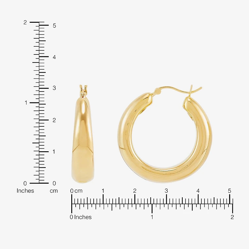 Silver Addiction Womens 14K Gold Over Silver 25.9mm Hoop Earrings
